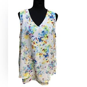 CB Established 1962 Silky Watercolor Carwash style V -neck  Top